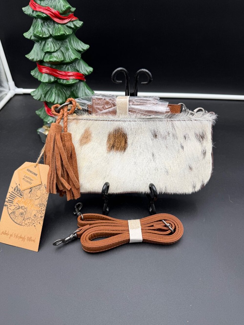 Catchfly Women's Cowhide Hair Convertible Tassel Crossbody/Shoulder Bag NEW